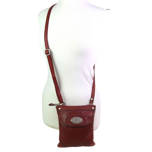 Fossil LLV DARK RED GENUINE LEATHER ZIP TOP X-BODY SHOULDER BAG HANDBAG PURSE - Picture 2 of 16